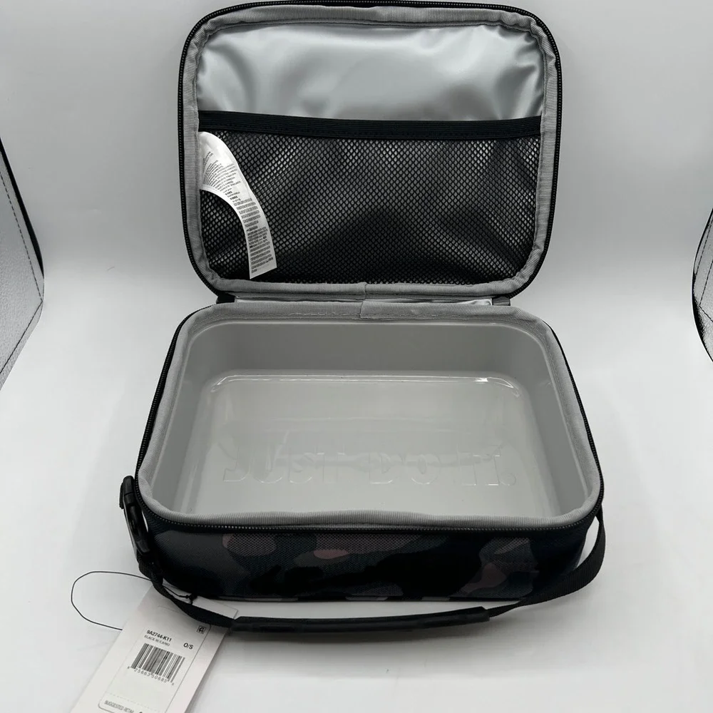 NWT Nike Futura Fuel Tote Camo Lunch Bag Black Grey back to school